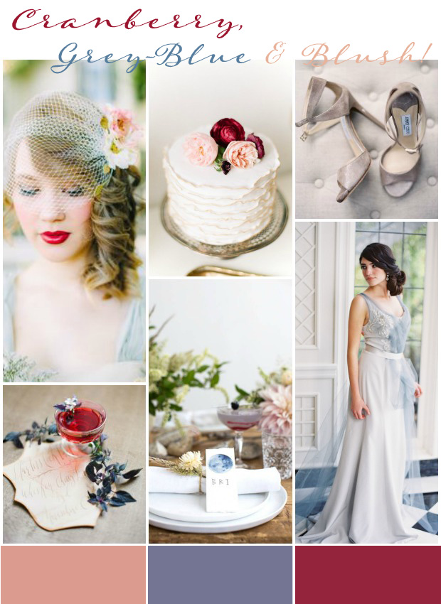 Cranberry, Grey-Blue, Blush | Wedding Inspiration: Wedding Colours