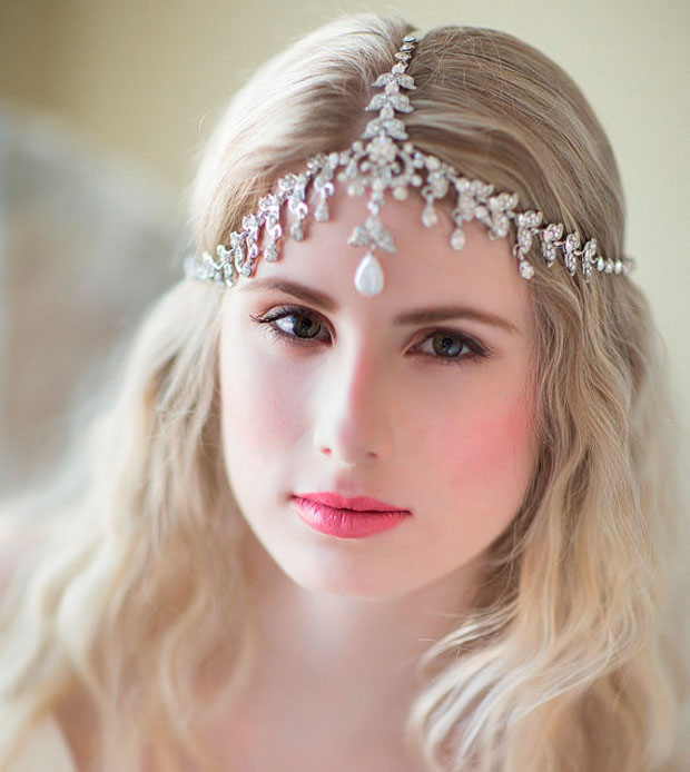 Boho Bridal Headband, , Rhinestone Headband, Wedding Headpiece, Fascinator, Wedding Hair Accessory, Ribbon Bridal Headband