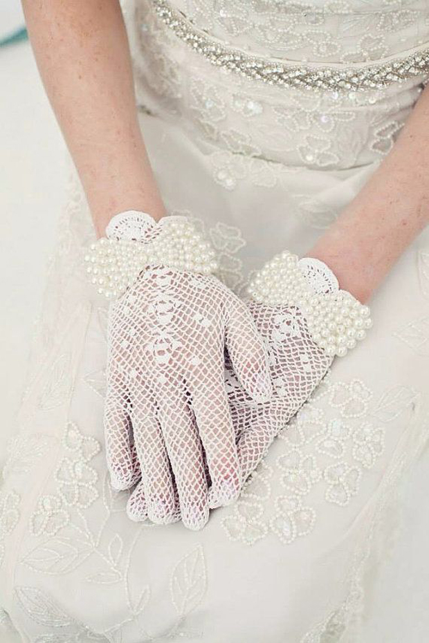 crochet wedding gloves with bow
