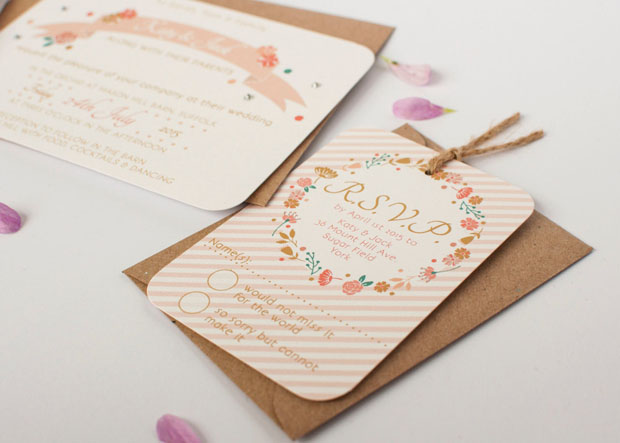 rustic country floral wedding invites