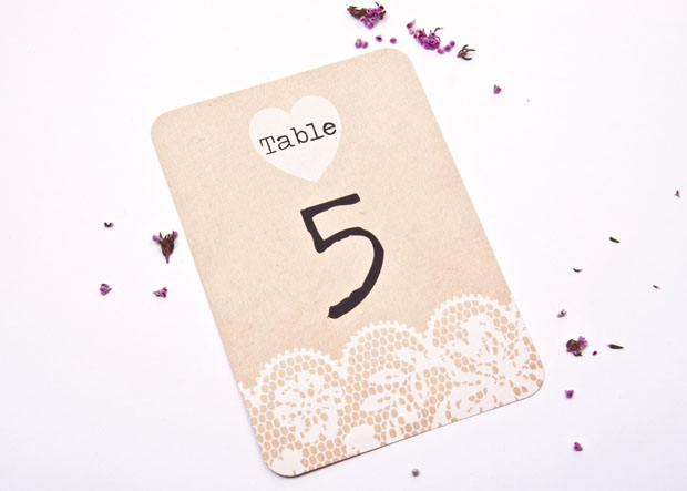 rustic lace wedding - table number