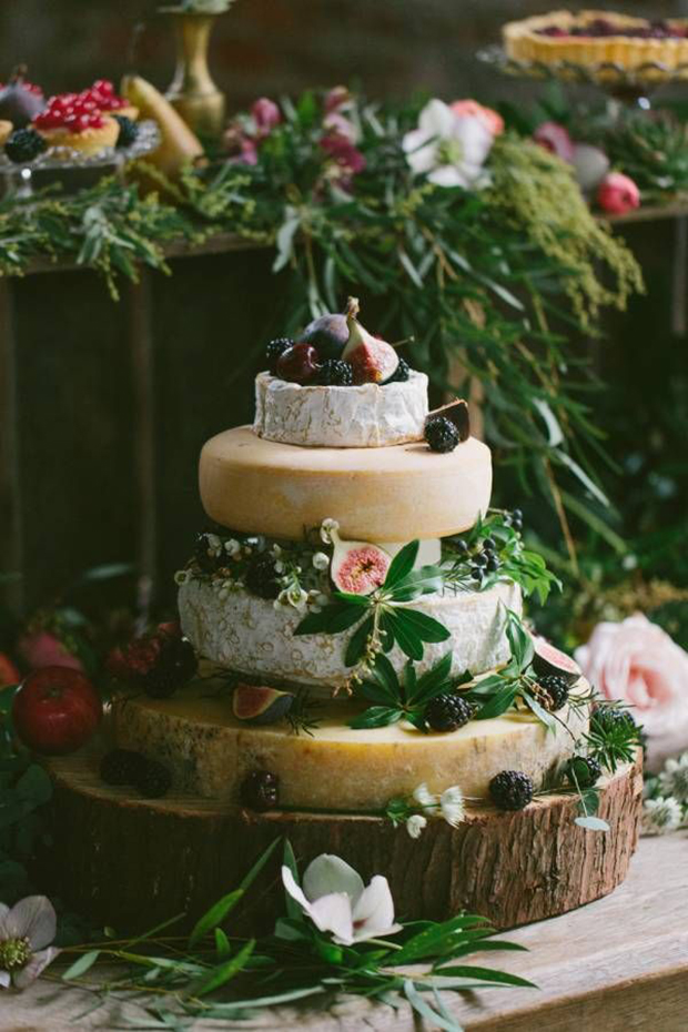 oak tree stump for cheese wedding cake