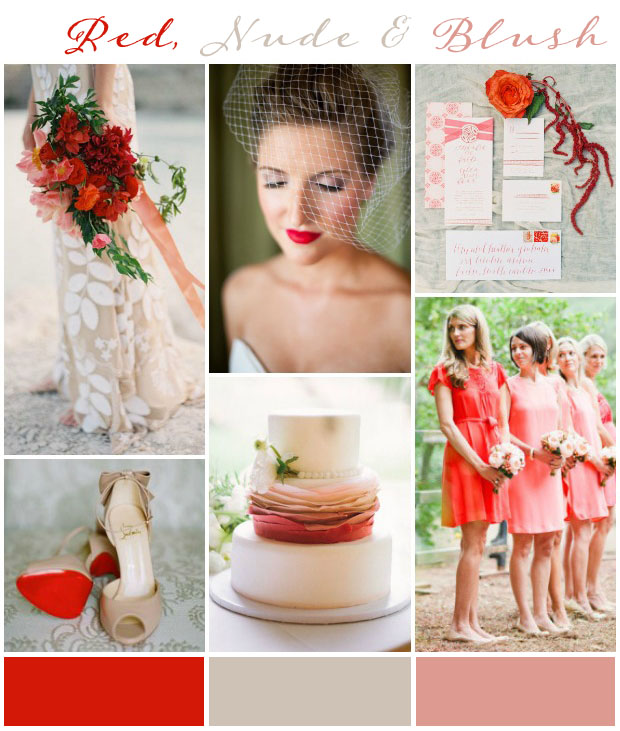 Nude, Red & Blush Wedding Inspiration: Colour Ideas