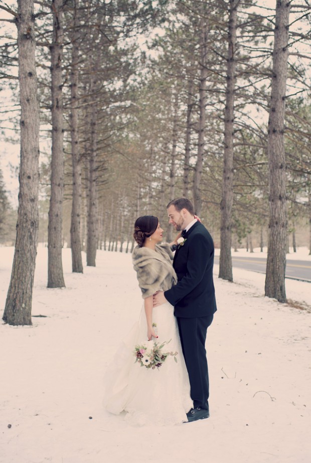 Amazing Woodsy Winter Wedding, Complete With Snowman