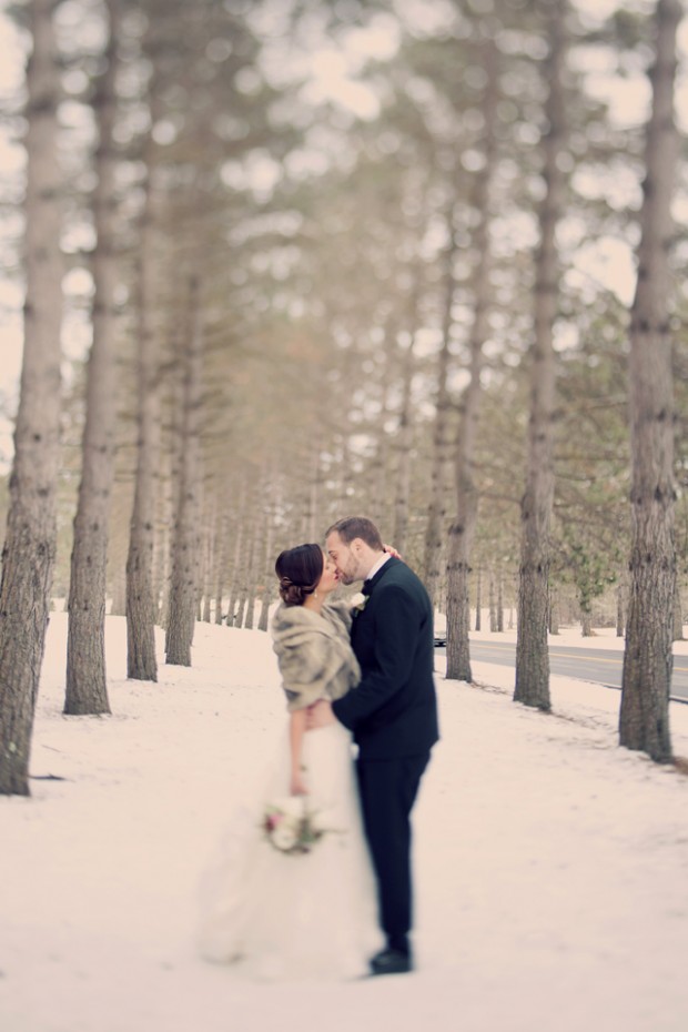 Amazing Woodsy Winter Wedding, Complete With Snowman