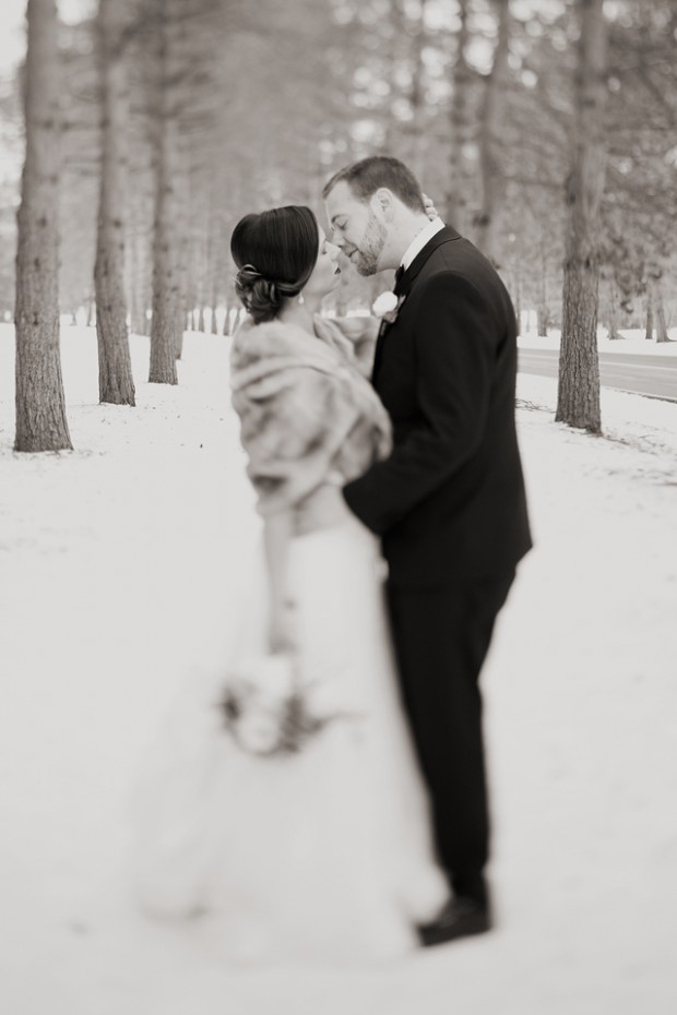 Amazing Woodsy Winter Wedding, Complete With Snowman