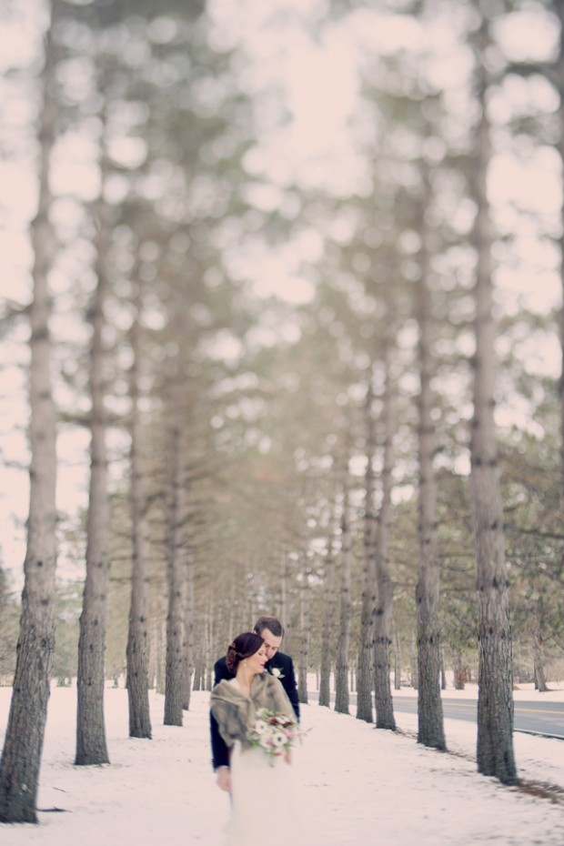 Amazing Woodsy Winter Wedding, Complete With Snowman