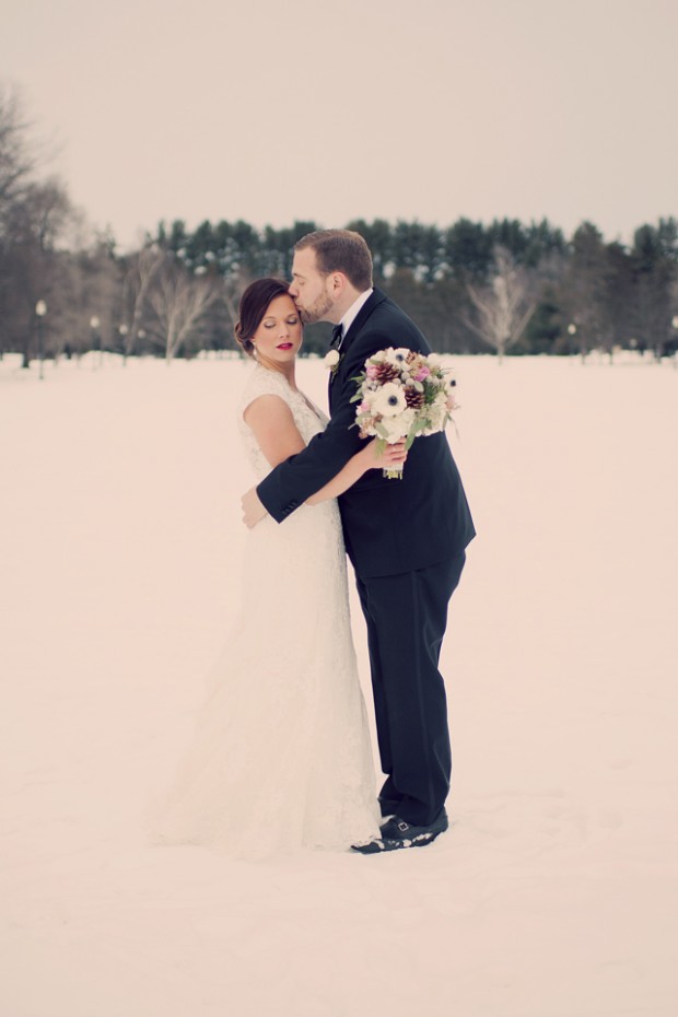 Amazing Woodsy Winter Wedding, Complete With Snowman