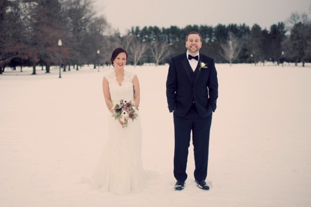 Amazing Woodsy Winter Wedding, Complete With Snowman