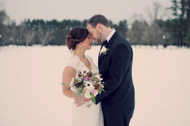 Amazing Woodsy Winter Wedding, Complete With Snowman