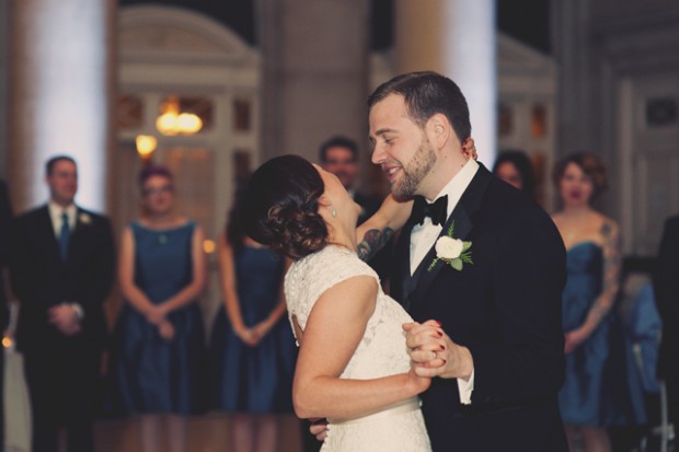 Amazing Woodsy Winter Wedding, Complete With Snowman & Pops of Caspian Blue: Ashley & Jeff 