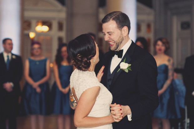 Amazing Woodsy Winter Wedding, Complete With Snowman & Pops of Caspian Blue: Ashley & Jeff 