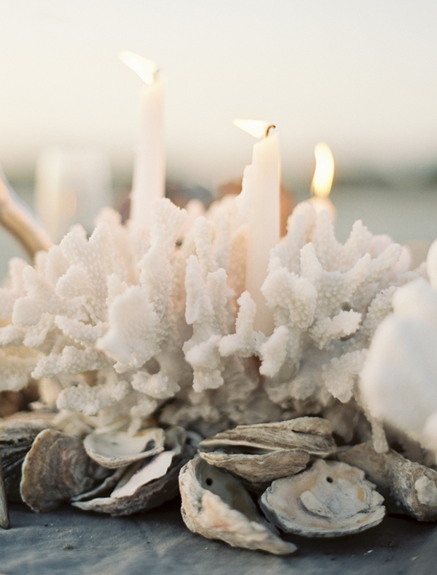 coral and candals pretty wedding centerpiece