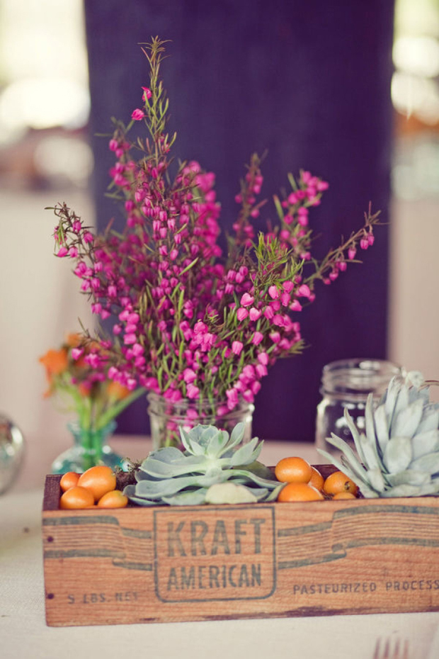 kraft box floral wedding centerpiece