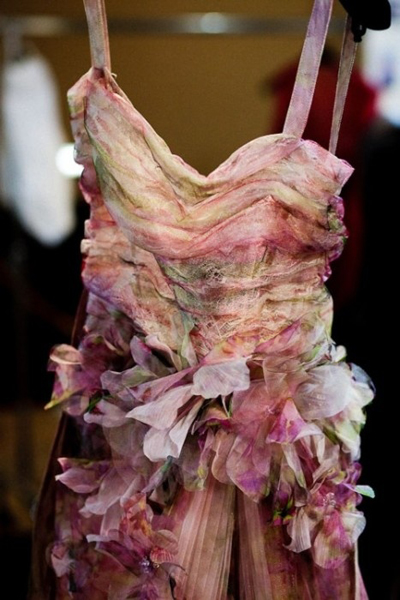whimsical coloured floral wedding dress