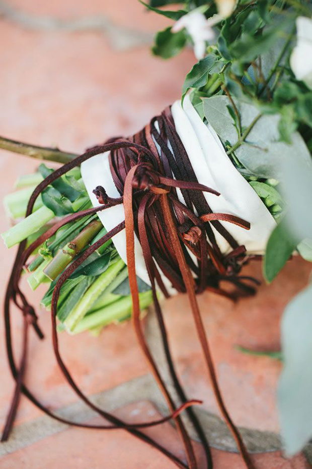 leather cord and fringing wedding bouquet