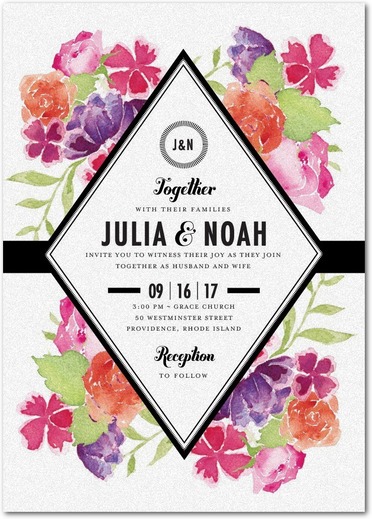 Blossoming Gem Wedding Invitations White