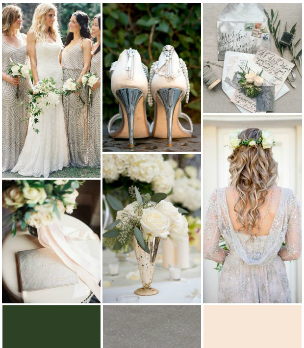 Organic Green, Silver Mercury & Blush Wedding Inspiration: Colour Ideas