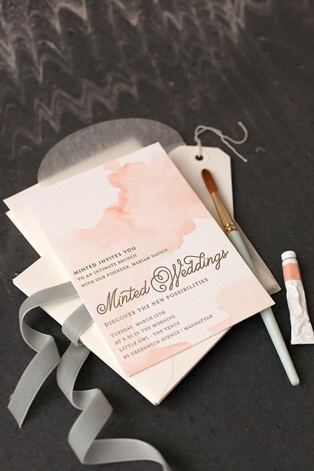 blush watercolour wedding stationery
