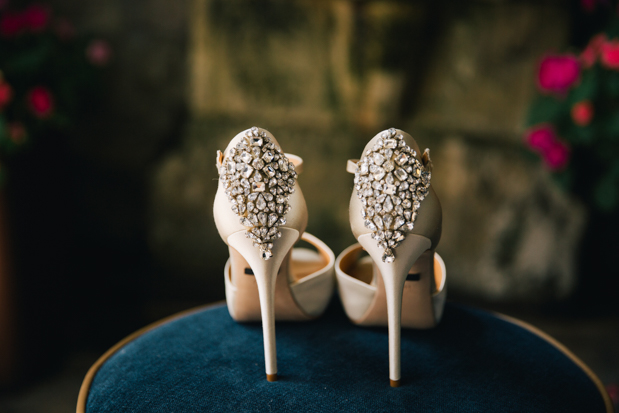 An Intimate Wedding With BHLDN Bride Rocking Red Lips & Badgley Mischka Shoes: Robert & Evett