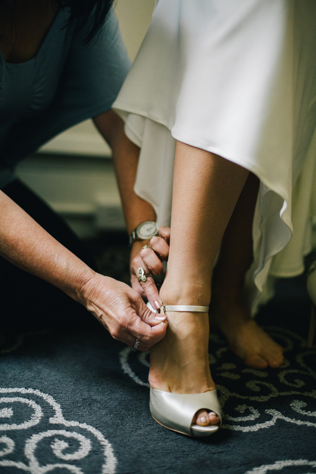 An Intimate Wedding With BHLDN Bride Rocking Red Lips & Badgley Mischka Shoes: Robert & Evett