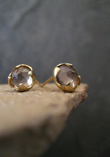 gold and smoky quartz earrings