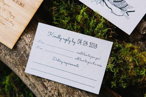 wooden wedding invitation