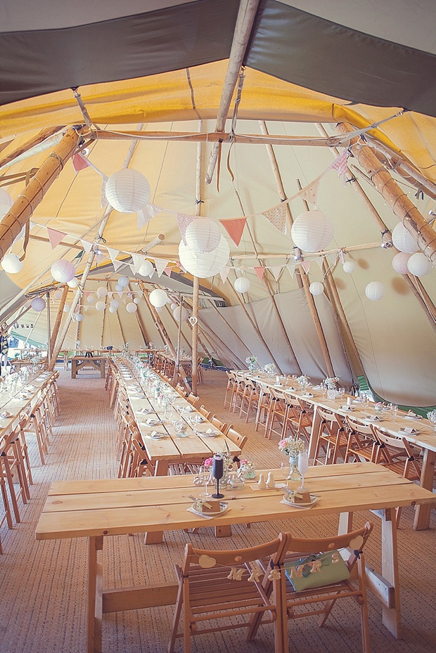 Kooky Pastel Pink & Mint Tipi Wedding With Lanterns & Bunting: Natalie & Tom