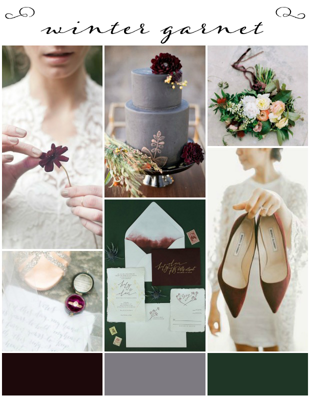 Winter Garnet Wedding Inspiration & Colour Ideas