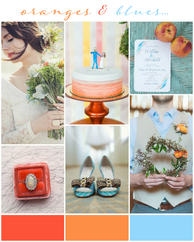 Oranges & Blues Wedding Inspiration & Colour Ideas