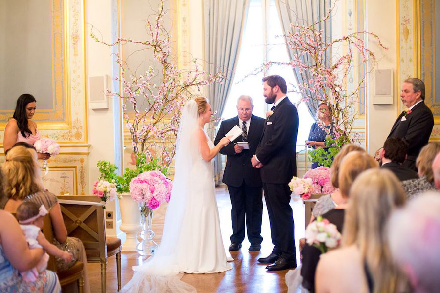Parisian Pink & Gold Wedding With Pretty Cherry Blossom Aisle: Jacqueline & John