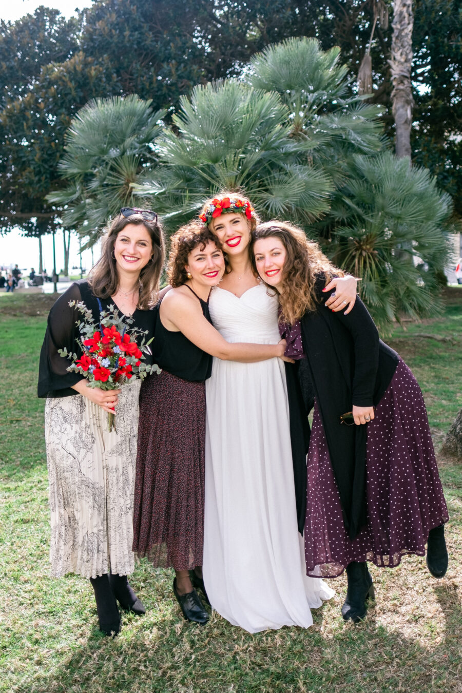 Spanish Red Wedding with Blue & Red Floral Crown: Kleio & Julio