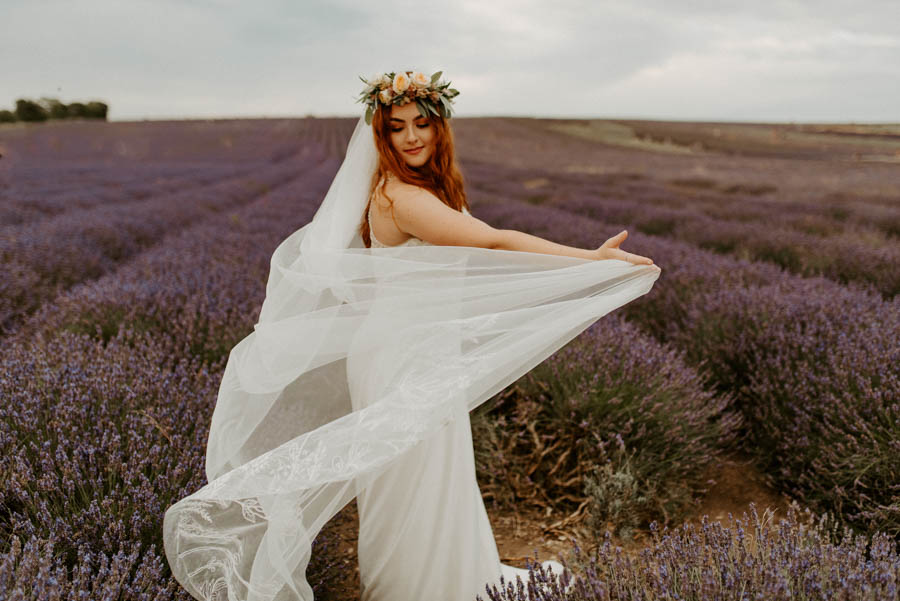 Wildflower Elopement Editorial in Beautiful Lavender Fields