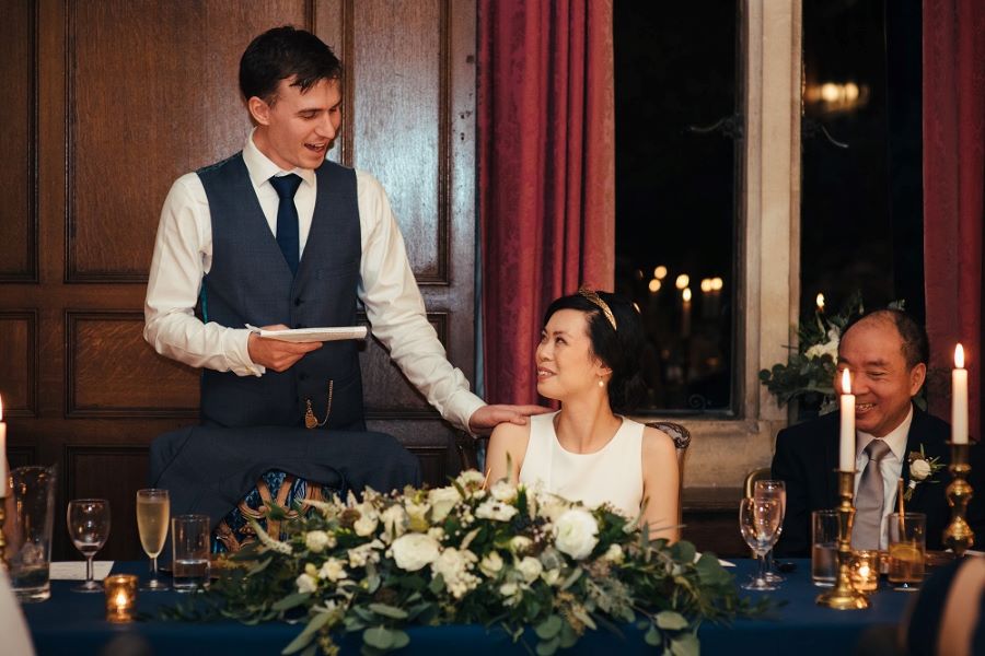 Atmospheric, Candlelit Navy & Gold Real Wedding: Liz & Matt