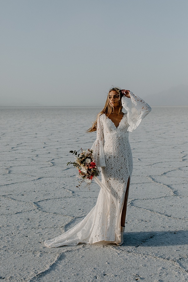 Pastel Inspired Elopement Inspiration from Utah's Bonneville Salt Flats