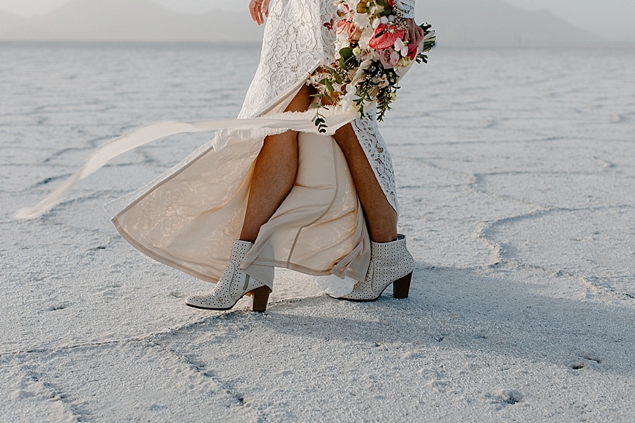 Pastel Inspired Elopement Inspiration from Utah's Bonneville Salt Flats