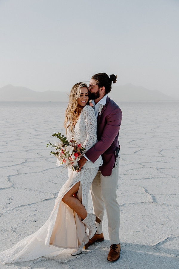 Pastel Inspired Elopement Inspiration from Utah's Bonneville Salt Flats