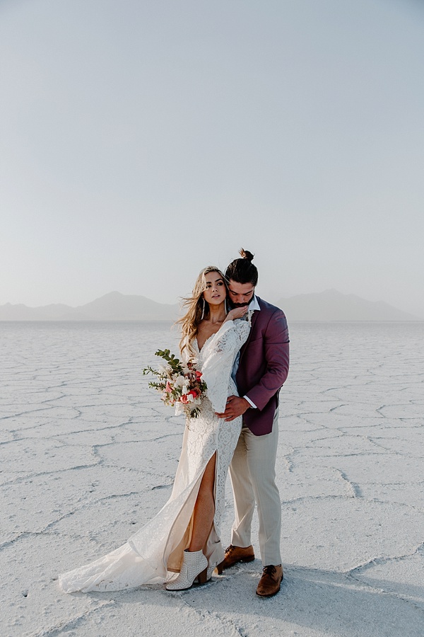 Pastel Inspired Elopement Inspiration from Utah's Bonneville Salt Flats