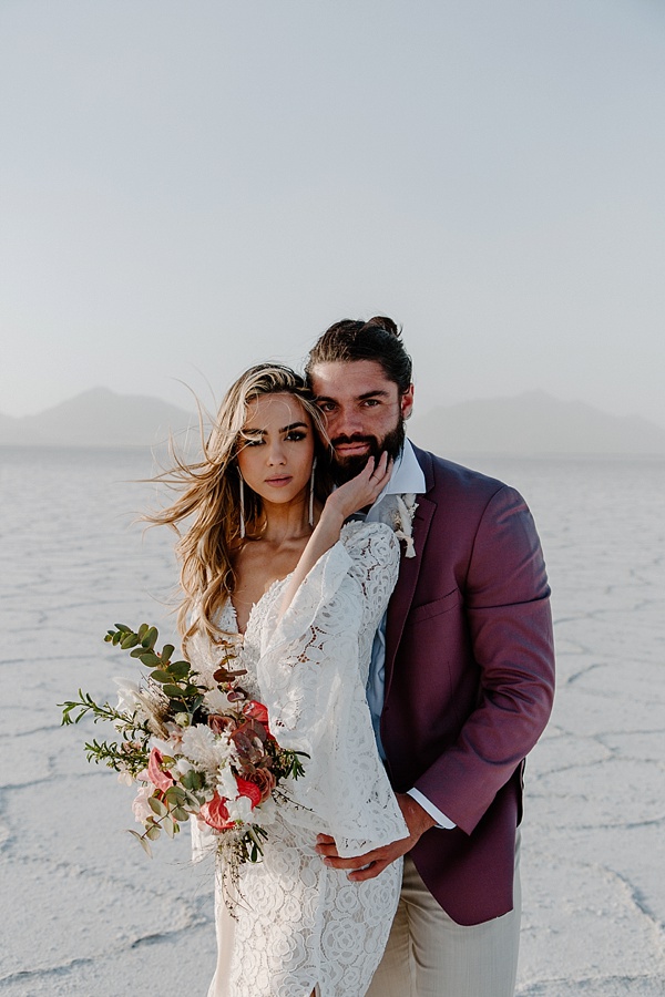 Pastel Inspired Elopement Inspiration from Utah's Bonneville Salt Flats