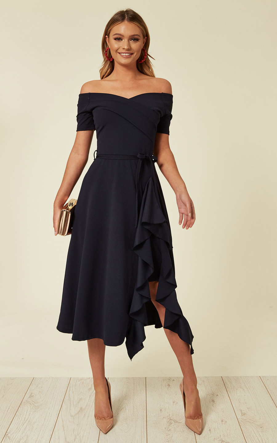 Off The Shoulder Midi Dress Wedding Guest 60 Photos Astyledwedding